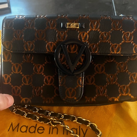 Valentino by Mario Navy and Bronze Crossbody Bag with Chain Strap - Picture 6 of 8